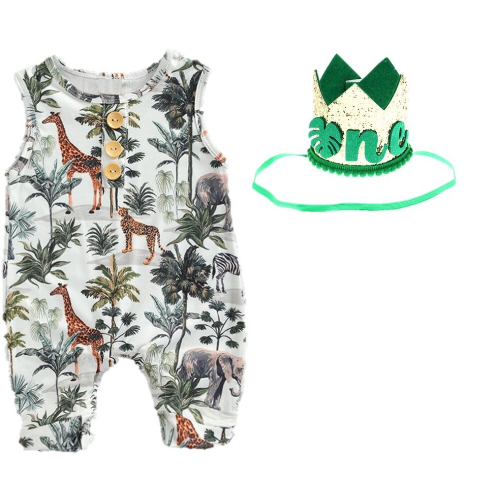 Safari Boy Romper Wild One Jungle Outfit Clothes Dress Two Wild Zoo Disney